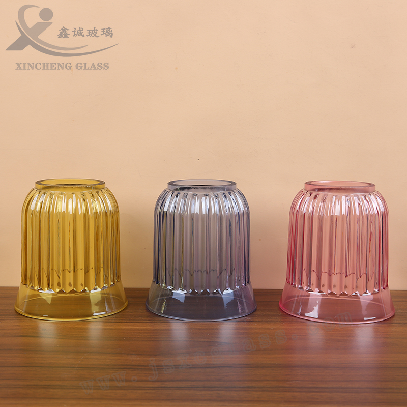 Colorful Coated Stripe Wholesale Cylinder Glass LampShade